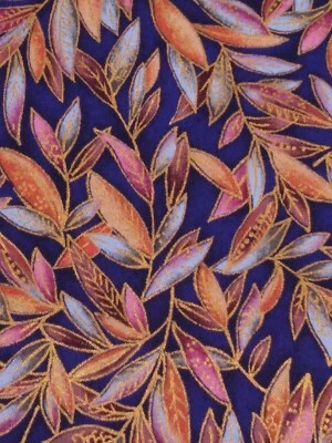100% cotton quilting fabric Hoffman International material METALLIC LEAVES 14 yd - Image 1 of 4