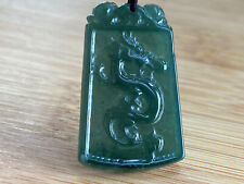 Certified Icy Blue Water Burma Natural A Jade jadeite Pendant Dragon 生意兴隆 0491