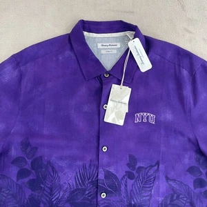 Tommy Bahama Camp Herrenhemd 2XL NYU New York University lila Passform mit Besatz neu mit Etikett $ 125 - Bild 1 von 9
