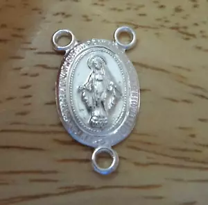 16x10mm Sm Rosary Center Miraculous Mary Sterling Silver Charm - Picture 1 of 2