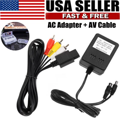 For Super Nintendo SNES Game AV RCA Audio+AC Cable Power Supply Adapter Cord Set - Image 1 of 4