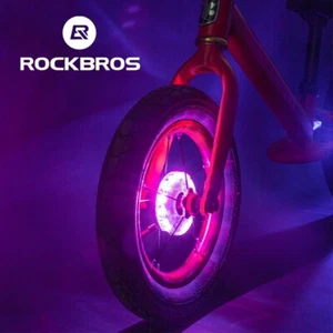 ROCKBROS Bike Wheel Hub Lights Flashlights Waterproof 7 Color Vibration Sensing - Picture 1 of 14