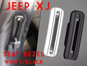 2x Jeep Cherokee XJ Seat Lever Bezel White/Black Ghiera Sedili - Imagen 1 de 1