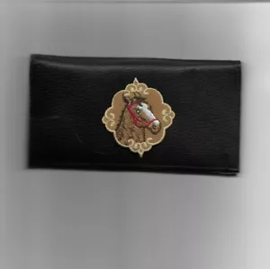 HORSE LEATHER CHECKBOOK COVER HORSE BACK RIDING. - Picture 1 of 1