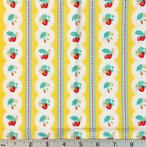 Penny Rose Milk, Sugar, Flower Shabby White Yellow Cotton Fabric 15" x 43" - Picture 1 of 1