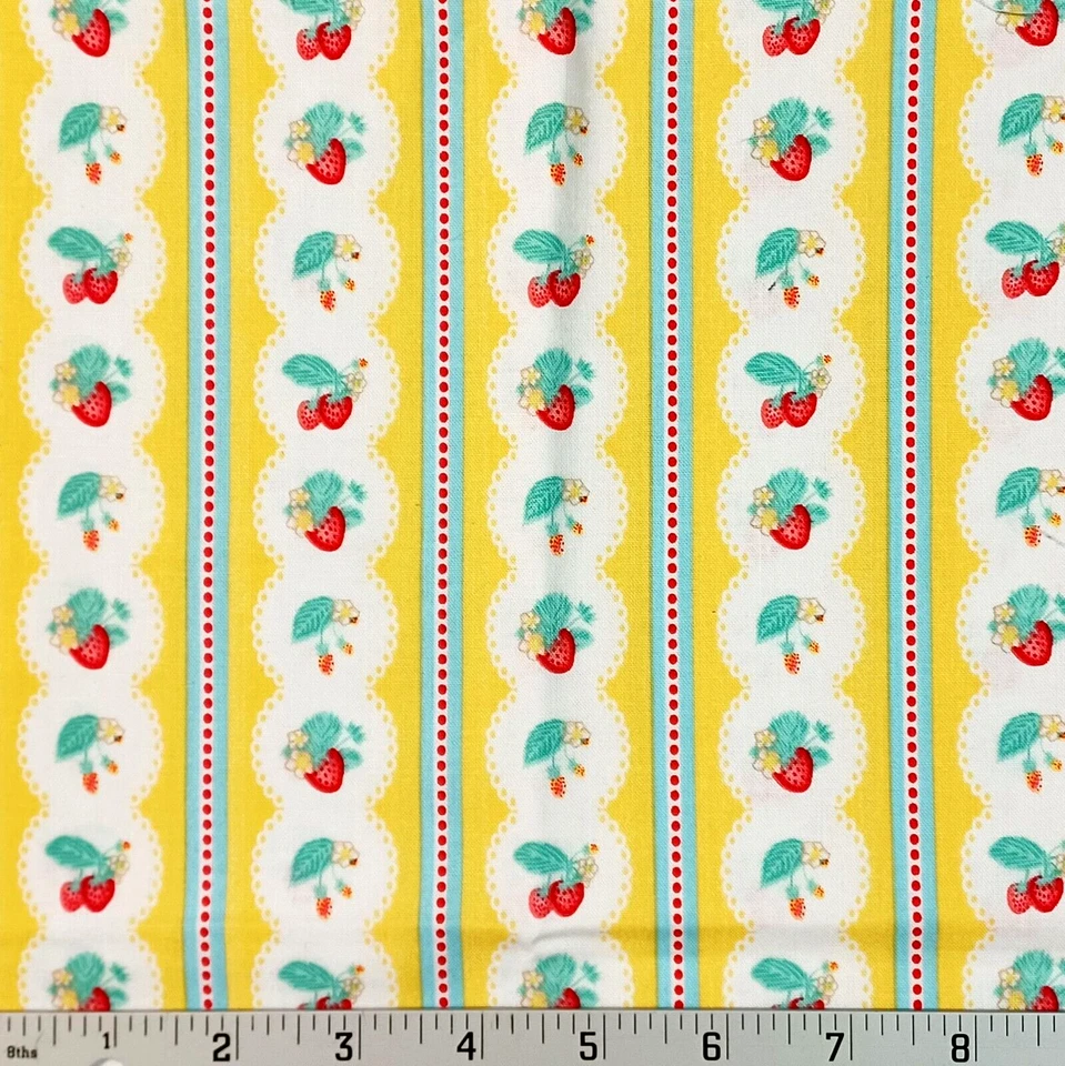 Penny Rose Milk, Sugar, Flower Shabby White Yellow Cotton Fabric 15" x 43" - Image 1 of 1