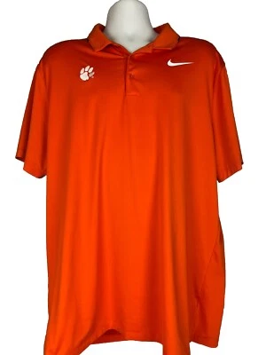 Clemson Tigers NCAA College Nike Dri-Fit Golf Polo Shirt Men’s XL Orange Preown - Image 1 of 4