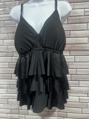 Catalina 女式 Plus 2X 黑色分层三明治游泳上衣十字背领带衬垫 — 第 1/4 张图片