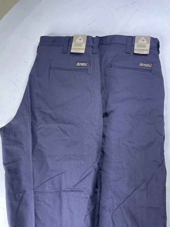 BWT Bulwark FR Pants Men's 38x37U Navy Blue Flame Resistant Work Wear 431CNB