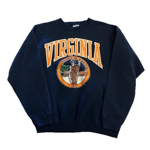 FELPA GIROCOLLO VINTAGE VIRGINIA CAVALIERS BLU TAGLIA L COLLEGE PULLOVER NCAA (92) - Foto 1 di 5
