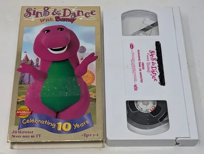 Barney VHS White Tape Sing And Dance With Barney Songs Vintage 1998 Lyons — 第 1/4 张图片
