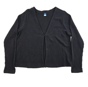 Old Navy Sweater Women's Size L Black Single Button Ribbed Knit Cardigan EUC - Picture 1 of 14