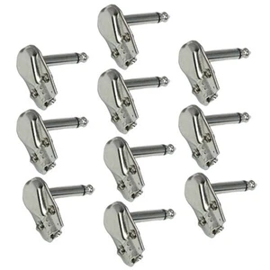 10 Pcs 6.35mm 1/4" Mono Plug Right Angle Guitar Connector Audio Metal Nickel - Picture 1 of 2