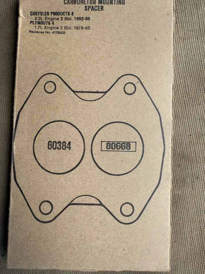 1978-86 Chrysler Plymouth 4 cylinder Carburetor Mounting Gasket - Image 1 of 1