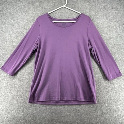 LL Bean Pullover Shirt Women Size XL Purple 3/4 Sleeve Casual - Image 1 of 4