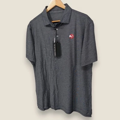 Camisa polo masculina Atlanta Hawks Performance grande cinza desempenho absorção NBA nova com etiquetas - Imagem 1 de 4