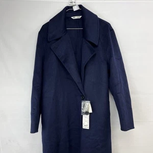 Uniqlo X Comptoir Des Cotonniers Navy Blue Long Overcoat Women’s Size S - Picture 1 of 16