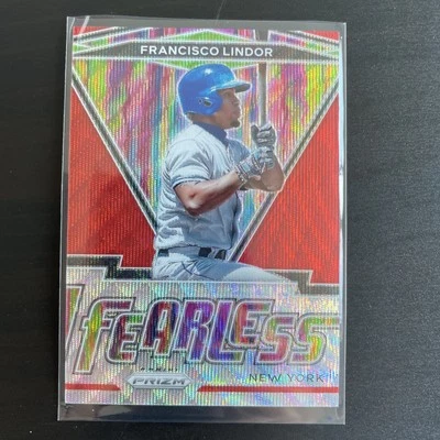FRANCISCO LINDOR /99 🔥 2021 Panini Prizm Fearless Red Donut  #FR-6 ⚾️ NY METS - Image 1 of 3