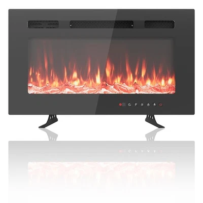 MARKENLOS Camino Elettrico da Parete 30" Camino da Incasso con Riscaldamento Effetto Fiamma 3D