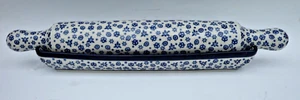 Traditional Boleslaweic Hand Painted  Ceramic Rolling Pin & Dish Made in Poland - Picture 1 of 8