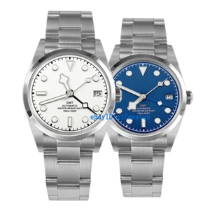 39mm 36mm Estéril Zafiro Blanco Negro Azul NH34 GMT Movimiento Reloj Cepillado para Hombre - Imagen 1 de 24