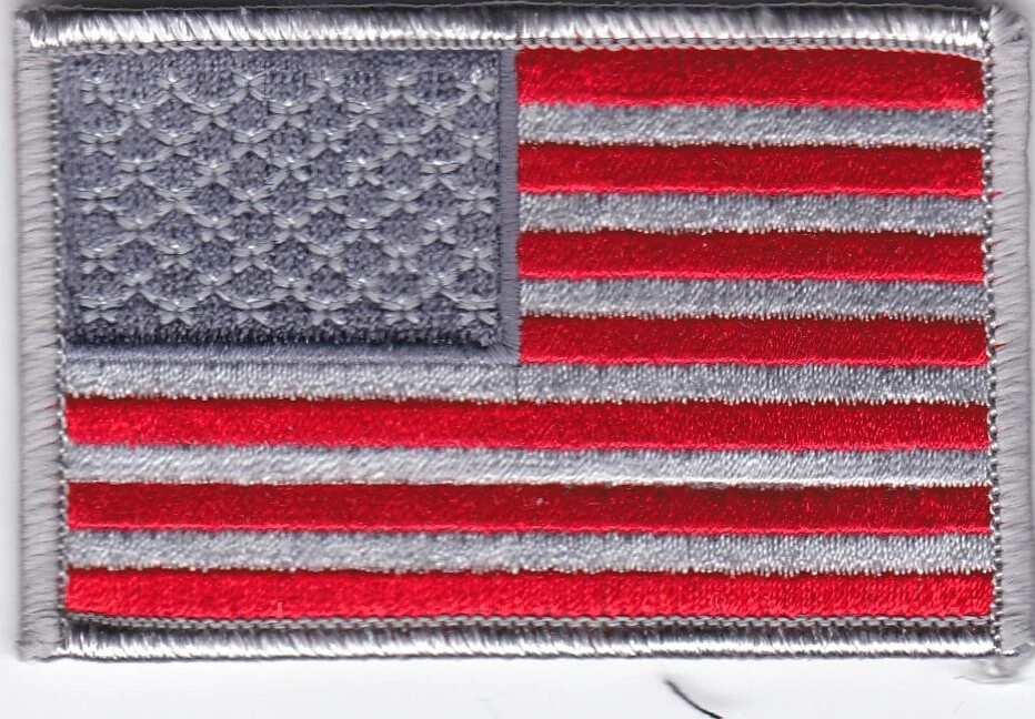 50 Pcs USA Flag (Gray/Red) Embroidered Patches 3"x2" iron-on - Image 1 of 1