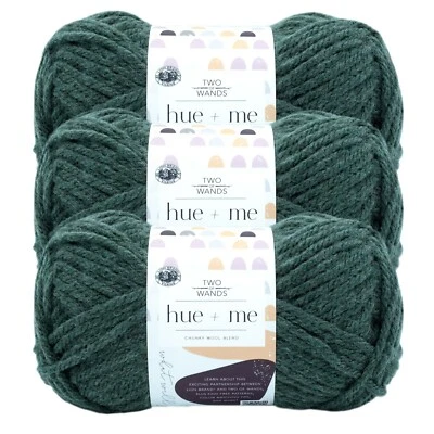 (3 Pack) Lion Brand Yarn 617-178AA Two of Wands: Hue + Me Bulky Yarn, Juniper