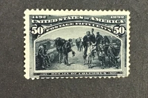 US 1893 F-VF MLH Sc #240 50c Columbian Issue. (W36) - Picture 1 of 2