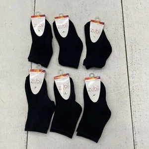 Zubii Black 6 Pack Ankle Socks Unisex Kids Size 2 NEW - Picture 1 of 4