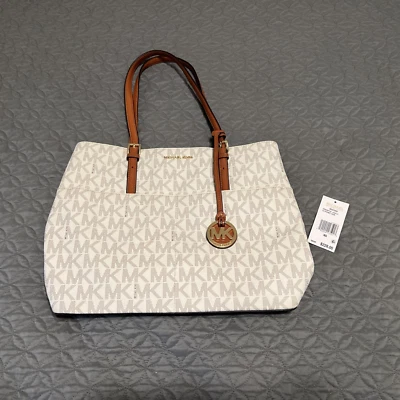 Bolso de Mano Michael Kors Bedford Grande Bolsillo Vainilla Blanco/Gris Nuevo sin Etiquetas Foto 1 de 4