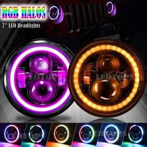 Kit combinado de faros LED RGB halo RDL de 7 pulgadas para Jeep Wrangler JK JKU APP - Imagen 1 de 12