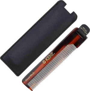 Kent NU22 122mm Mens Fine Toothed Non Scratch Hair Pocket Comb in Leather Case - Picture 1 of 4