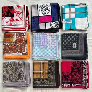 Lot of 9 Vintage Handkerchief Cotton Paisley Floral Geometric Pocket Square 18" - Picture 1 of 13