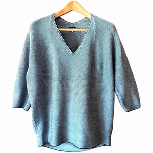 Uniqlo Womens Jumper Size XL Black White Tweed Cocoon Cotton Knit Half Sleeve - Picture 1 of 16