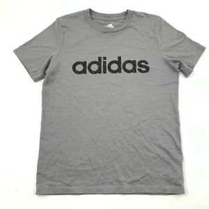 Adidas Shirt Youth Size Medium 10 - 12 Gray Black Short Sleeve Tee Graphic Top - Picture 1 of 6