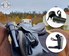NEW BLACK SADDLE HIP STEEL FLASK & THICK LEATHER CASE FOX HUNTING HORSE RIDING
