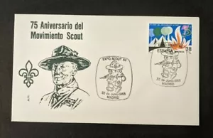1983 75th Anniversary Boy Scout First Day Cover FDC Madrid Spain - Picture 1 of 2