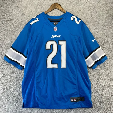 Nike Detroit Lions Jersey Men's Extra Large Blue Reggie Bush On Field Adult #21 Cover