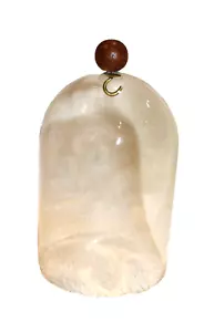 VINTAGE GLASS CLOCHE DOME WOOD BALL HANDLE & BRASS HOOK FOR POCKET WATCH DISPLAY - Picture 1 of 7