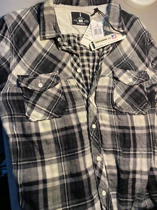 Mens Jeans by Buffalo black & white plaid shirt - large - NWT - Picture 1 of 3