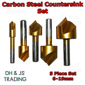 Carbon Steel Countersink Set - 5 Piece - Wood Plastic Aluminium 6 10 13 16 19mm - Picture 1 of 1