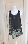 New Coldwater Creek Women's Black Olive Green Sleeveless Sheer Lined Top Sz M