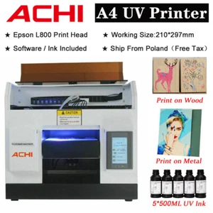 ACHI A4 UV Printer Epson L800 Printer Head Flatbed Cylindrical Printing & UV Ink - Picture 1 of 12