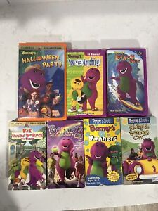 Barney VHS Lot of 8, Riding In Cars, Beach Party, Manners, Great Adv. VCR Tapes