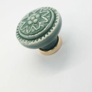 Grün-goldene Sohlenfarbe, Metall-Porzellan, Knopf-Möbelgriff, für Küche, Flur - Picture 1 of 3