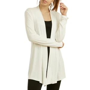 Women’s Lightweight Open-Front Cardigan S-3XL Long Sleeve Loose Soft Draped Coat - Picture 1 of 20