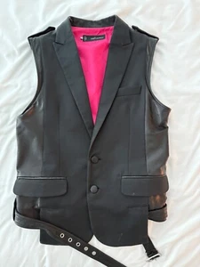 Dsquared2 Buttoned Vest , Leather Back with Strap , L - Picture 1 of 5