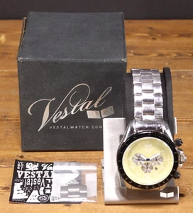 Vestal Chronograph ZR3 Stainless Steel 50mm Men's Watch w/ Links New Battery EXC - Picture 1 of 6