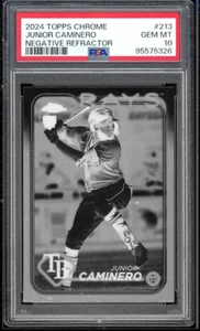 Junior Caminero 2024 Topps Chrome Negative Refractor Rookie RC #213 PSA 10 - Picture 1 of 2
