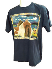 Vintage 2000s The Mountain Horse print T Shirt Horses Cuddling Art Native Medium